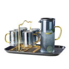 Carafă de apă din sticlă cu filtru și capac, ulcior de ceai și suc din sticlă îngroșată rezistent la temperatură