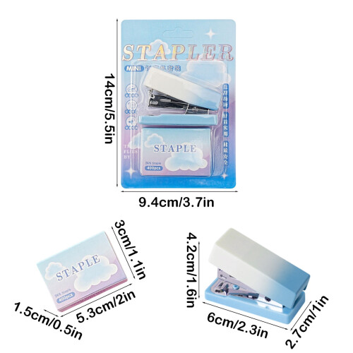 Gradient Macaron Mini Stapler – Portable, High-Capacity, One-Hand Use for Students & Office; Compatible with Standard Staples 1