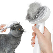 Katzenbürste mit Auslöseknopf, Katzenpflegebürste für lang- und kurzhaarige Katzen