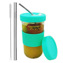 650ml Mason Jar-muggar med lock Kompletta set Dricksmuggar Vattenmuggar Utomhus Kall juice Vattensportsmuggar med sugrör D