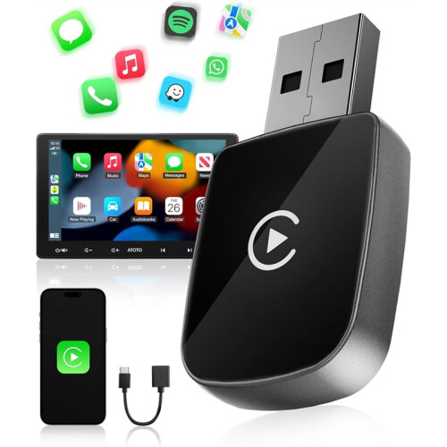 CarPlay Wireless Adapter,V5.3  Stable Connection,5.8 GHz WiFi Fast Data Transfer, USB C/A,for  IOS 10+ 1