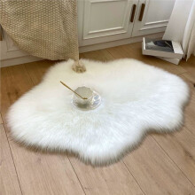 White Cloud Soft Faux Fur Rug for Bedroom Luxury Anti-Slip Floor Irregular Shape Mat Home Decoration 60x90cm