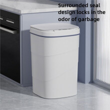 Trash Can with Lid Infrared Sensor Hands-Free Silent Closing Rechargeable for Home Office Bathroom Kitchen White