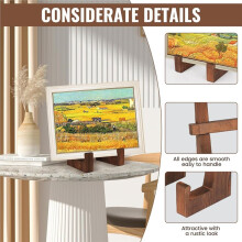 Wood Plate Holder Stand for Display, Rustic Wooden Picture Frame Holder Stand, Decorative Table Top Easels for Display