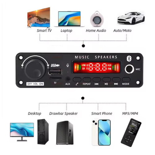 400W Amplifier  MP3 WMA APE Decoder Board DC8-26V Handsfree Car Audio Microphone DIY Music Player 1