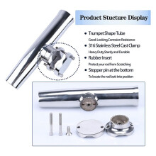 Stainless Tournament Style Boat Fishing Holder Clamp  Fishing Rod Holder for Boat 1-1/4" to 2" 2 Pcs