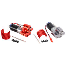 2 Set 370 Brushed Motor+Alloy Heat Sink Gear Box Set with Steel Gears Red & Grey