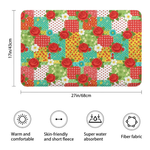 Χαλί μπάνιου Pioneer Flower Floral, αντιολισθητικό χαλάκι μικροϊνών με λαστιχένια 2