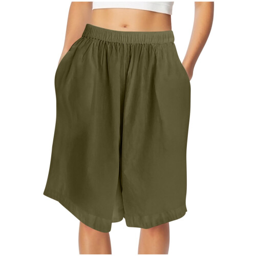 Shorts femininos lisos e folgados 1