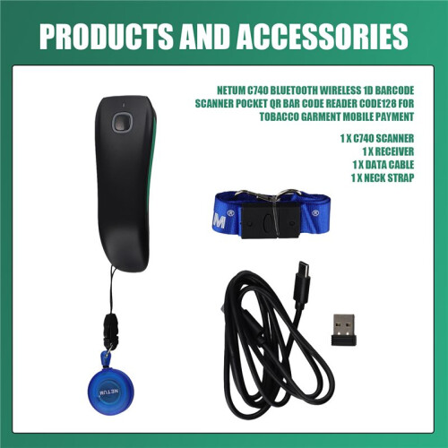 NETUM C740  Wireless 1D Barcode Scanner Pocket QR Bar Code Reader CODE128 per Pagamento Mobile 'Indumento del Tabacco