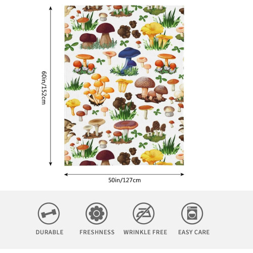 Manta de cogumelos super macia com estampa de floresta, 127 x 152 cm (50 x 60 polegadas) 1