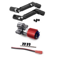 2PCS Metal Driving Shaft for WPL HengLong 1/16 & 1set 370 Brushed Motor+Alloy Heat Sink Gear Box Set with Steel Gears