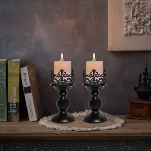 Pillar Candle Holders Set of 2 Decorative Stands 1