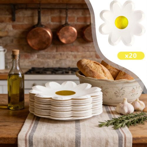 Daisy Flower Paper Plates 24 cm 20 Pack 1