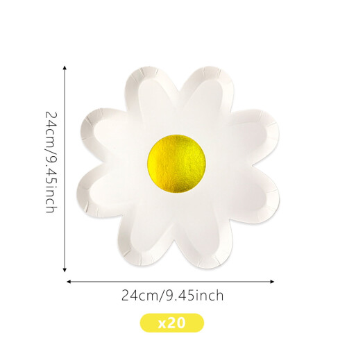 Daisy Flower Paper Plates 24 cm 20 Pack 2