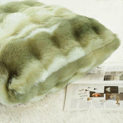 Conjunto de 2 capas de almofada de lã macia e espessa, 30x50 cm, verde, neutras e com estilo boho, para sofá/poltrona/quarto – Compatíveis com 2