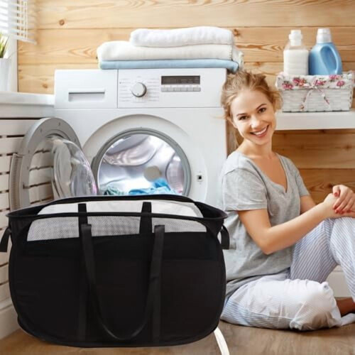 2pcs Collapsible Laundry Baskets with Dual Handles 1