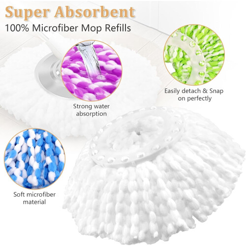 5-pak runde spin-moppehoveder, mikrofiber, 1