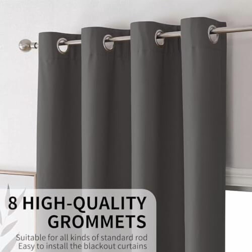 Dark Grey Blackout Curtains 120" with Grommets 2