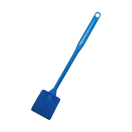Double-sided algae scraper sponge brush with long handle, compatible with glass aquariums & kitchen—under $5! 1