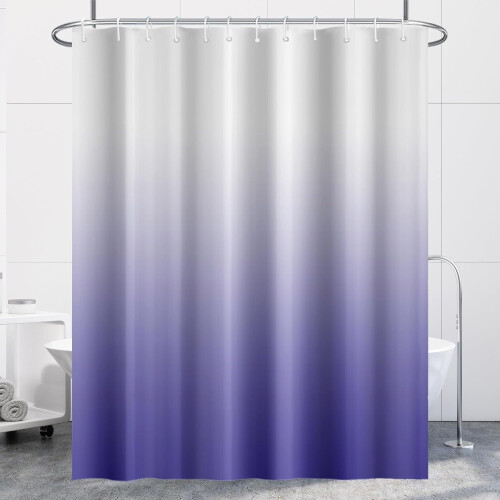 Perdea de duș violet ombre cu cârlige, 183x183 cm 1