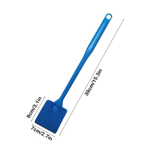 Double-sided algae scraper sponge brush with long handle, compatible with glass aquariums & kitchen—under $5! 2