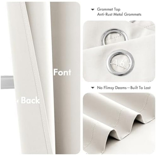 Ivory Blackout Curtains 40x78 in Pair 2