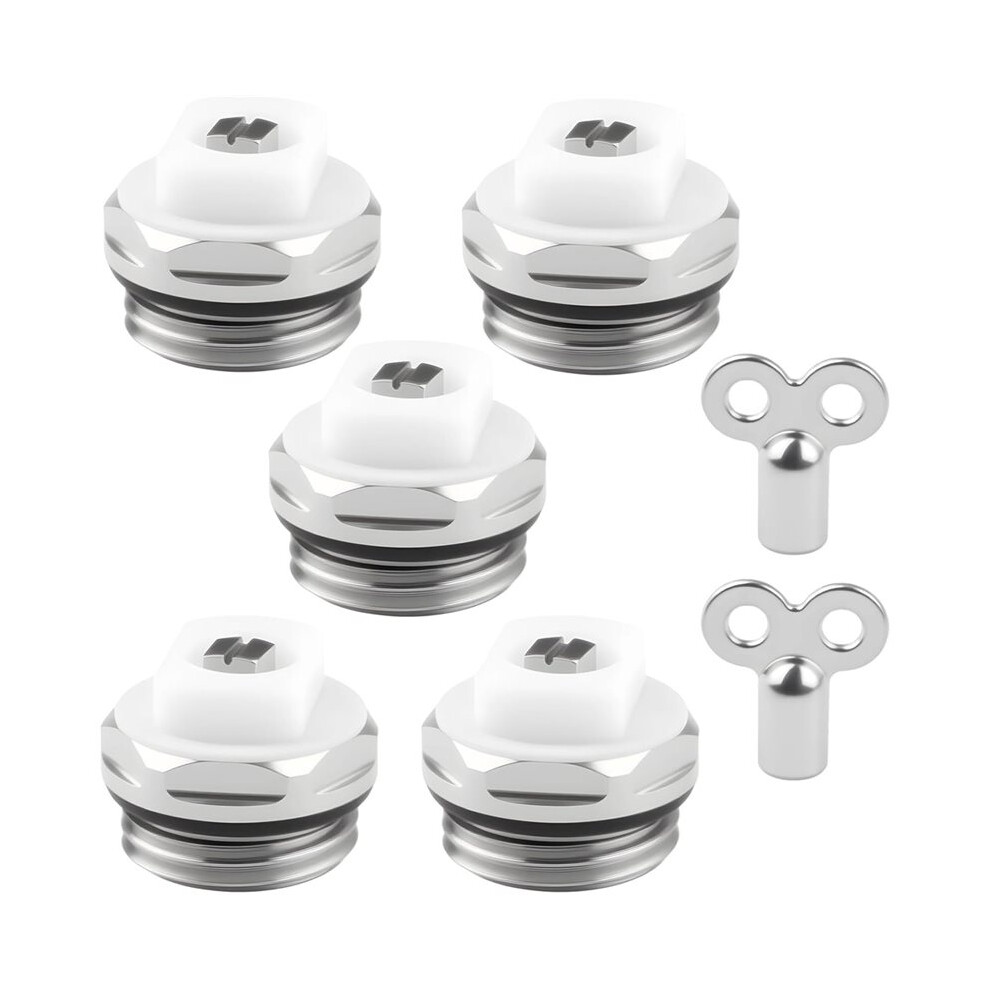 Radiator Bleed Valves - Pack Of 5 Bleed Valve & 2 Valve Keys - For All Standard Radiator Valves - Radiator Bleeder 4711519457082