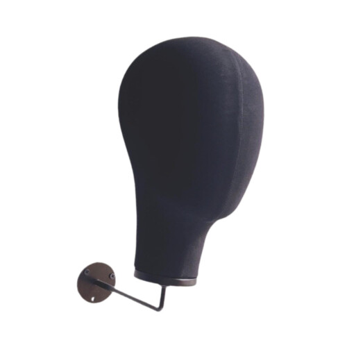Manikin Head Display for Hairpieces Black Wall Mounted 1