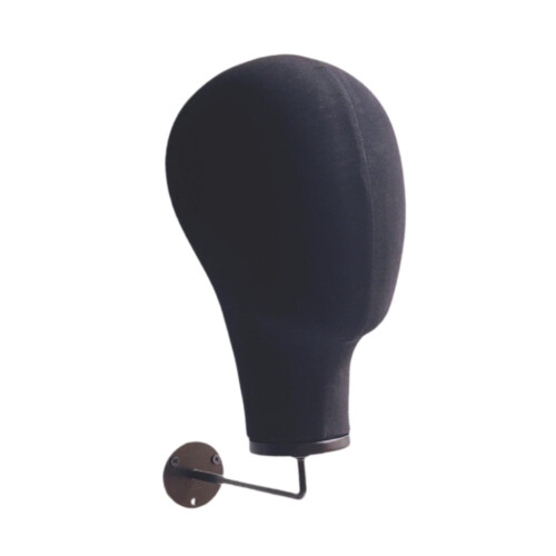 Manikin Head Display for Hairpieces Black Wall Mounted 2