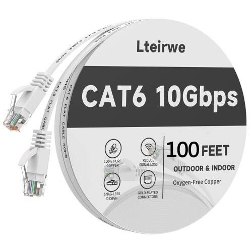 Καλώδιο Ethernet CAT610, επίπεδο, 500MHz, 10Gbps — Συμβατό με υπολογιστές, φορητούς 1