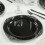 BalsaCircle plastic charger plates black silver baroque rim 4