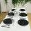 BalsaCircle plastic charger plates black silver baroque rim 5