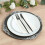 BalsaCircle plastic charger plates black silver baroque rim 6