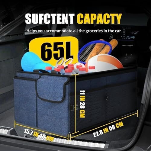 65L Collapsible Car Trunk Organizer with Lid 1