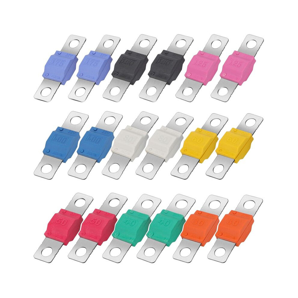 18Pcs Ami/Midi Fuse,12V-58V Copper Plated High Current Bolt- Fuse Assortment,For Automotive Car Truck Marine Boat 4713950358669