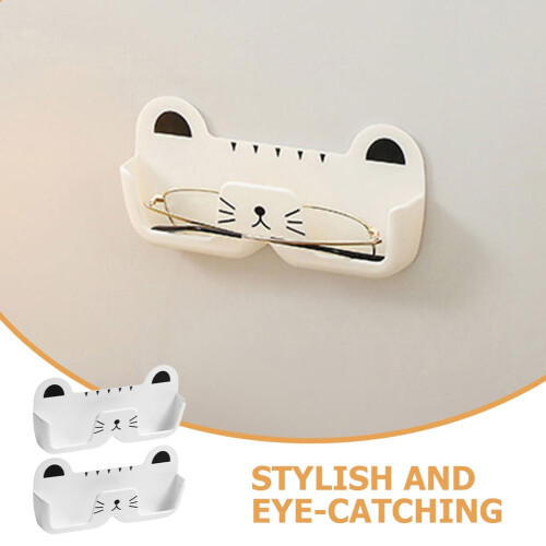 Cat-Shaped Wall-Mounted Sunglass Organizer, PP, White, 2 1