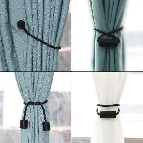 Magnetic Curtain Tiebacks Black 4 Pack 2