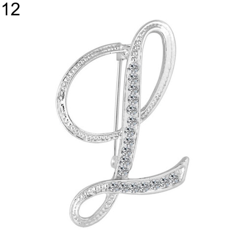 Ludlz1Pc Μοντέρνο Unisex Στολίδι Καρφίτσας με Στρας και Αγγλικά Γράμματα Αλφαβήτου AZ 1