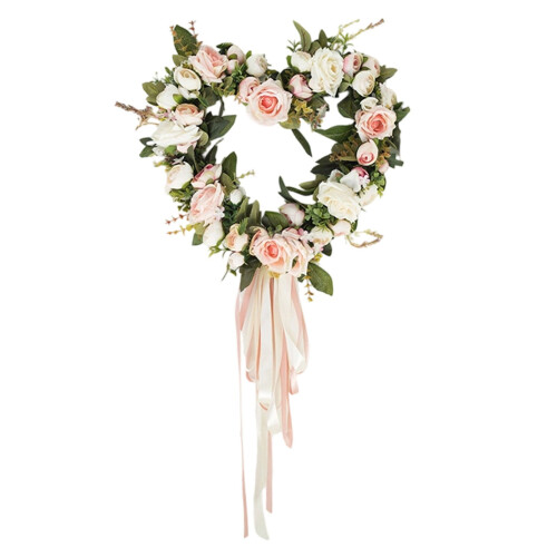 13" Rose Heart Wreath with Ribbon 1