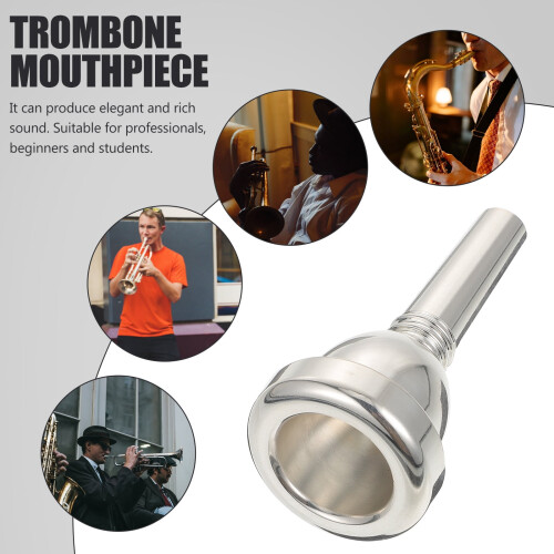 Bocal para trombone barítono em cobre banhado a prata, 1 peça, 8 x 3,8 x 3,8 cm (3,1 x 1,5 x 1,5 polegadas). 1
