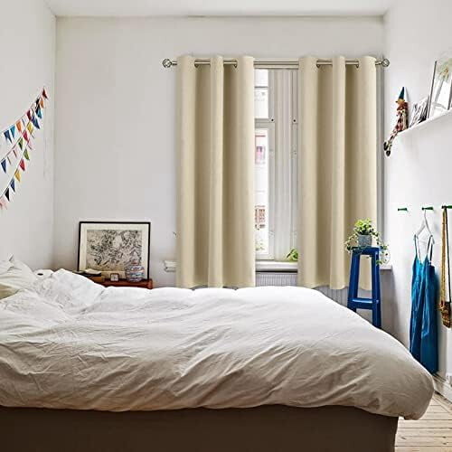Polyester Blackout Curtains 63in Long, 2-Panel Grommet Set 2
