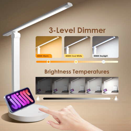 Rechargeable LED Desk Lamp with Touch Switch, 3 Modes, 15 1