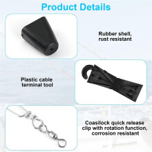 2 Pcs Fishing Downrigger Release Clips Kit, Downrigger Terminal Kit , for Deep Water Trolling, Trolling Accessory