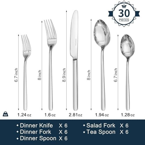 24-Piece Stainless Steel Flatware Set for 4 1