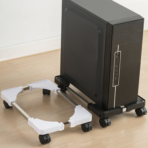 Computer-Tower-Ständer verstellbar mit Rollen Weiß 2