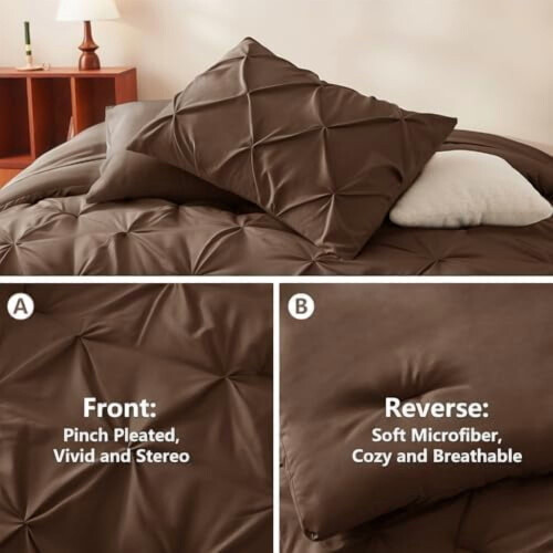 Brown Full Size Comforter Set 7-Piece Pinch Pleat 2