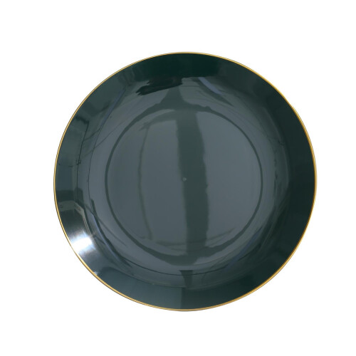 BalsaCircle10Round10" Hunter Green Γυαλιστερά Πλαστικά Πιάτα Σαλάτας Μίας Χρήσης με Χρυσό Φόντο, 1