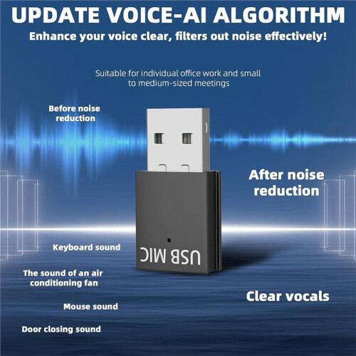 USB Microphone for PC & Laptop - AI Noise Cancelling  Mic, Portable Plug &  Computer Microphone 2