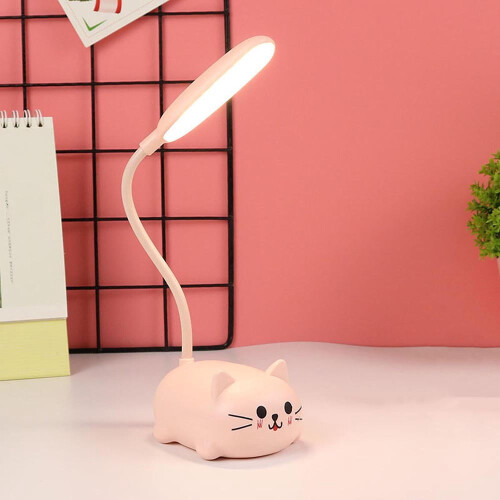 Επιτραπέζιο φωτιστικό LED με βάση γάτας Kawaii, ρυθμιζόμενο λαιμό χήνας, 2